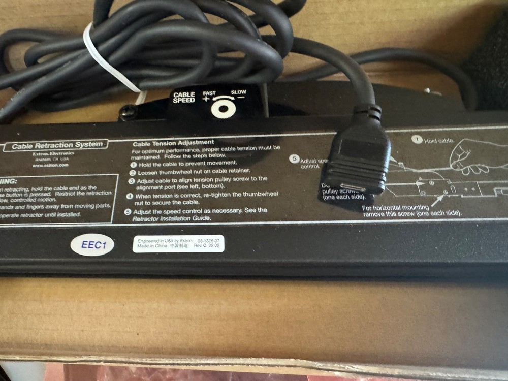 Extron 33-1328-07 12' USB-C Cable Retractor XL System