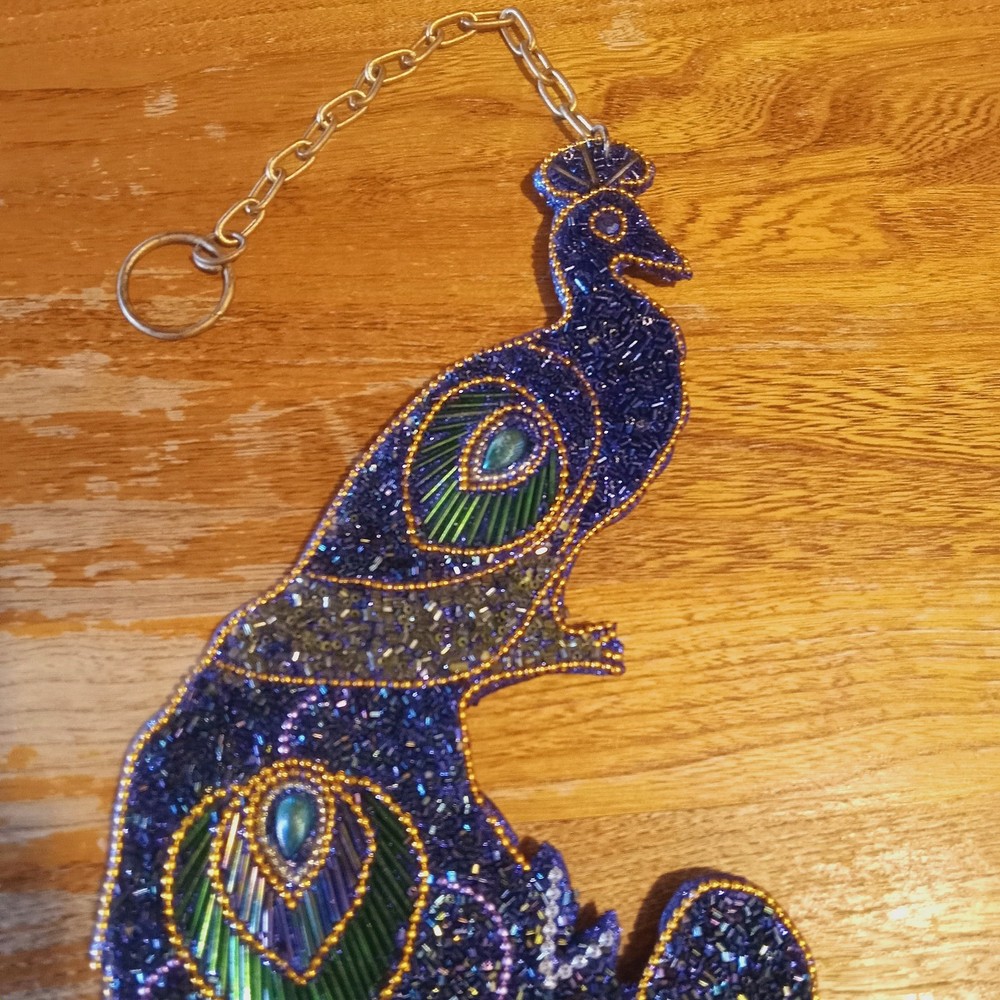 Peacock Beaded Hanging Decor Multi Color Large