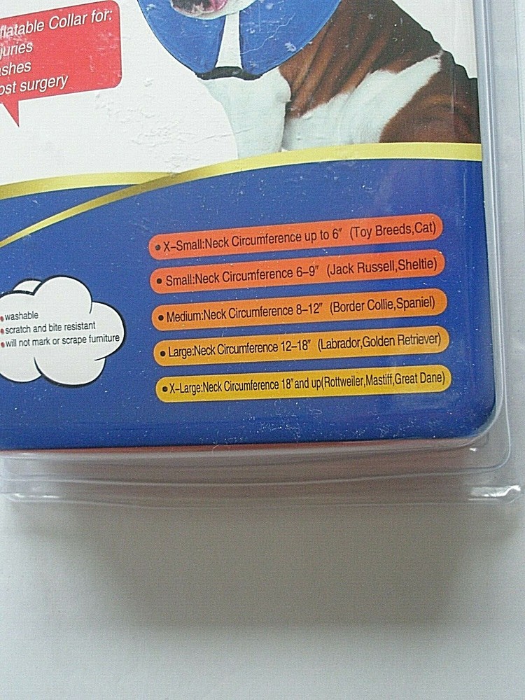 E-Kong Inflatable Collar for Dogs Medium Blue new