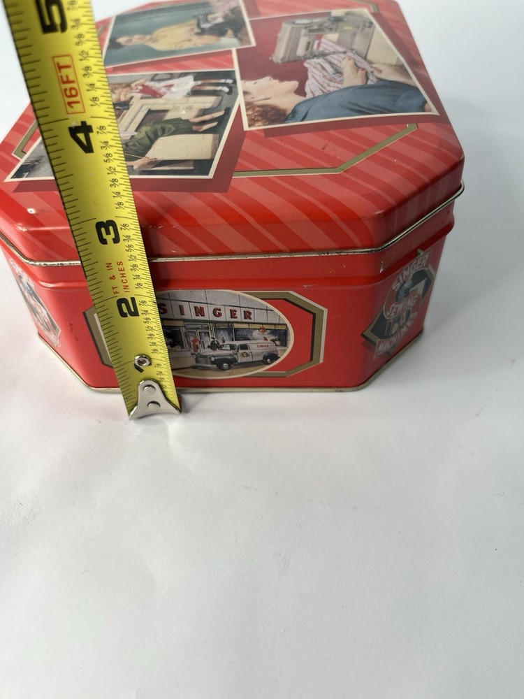 Vintage Singer Sewing Machine Advertisement Tin Box