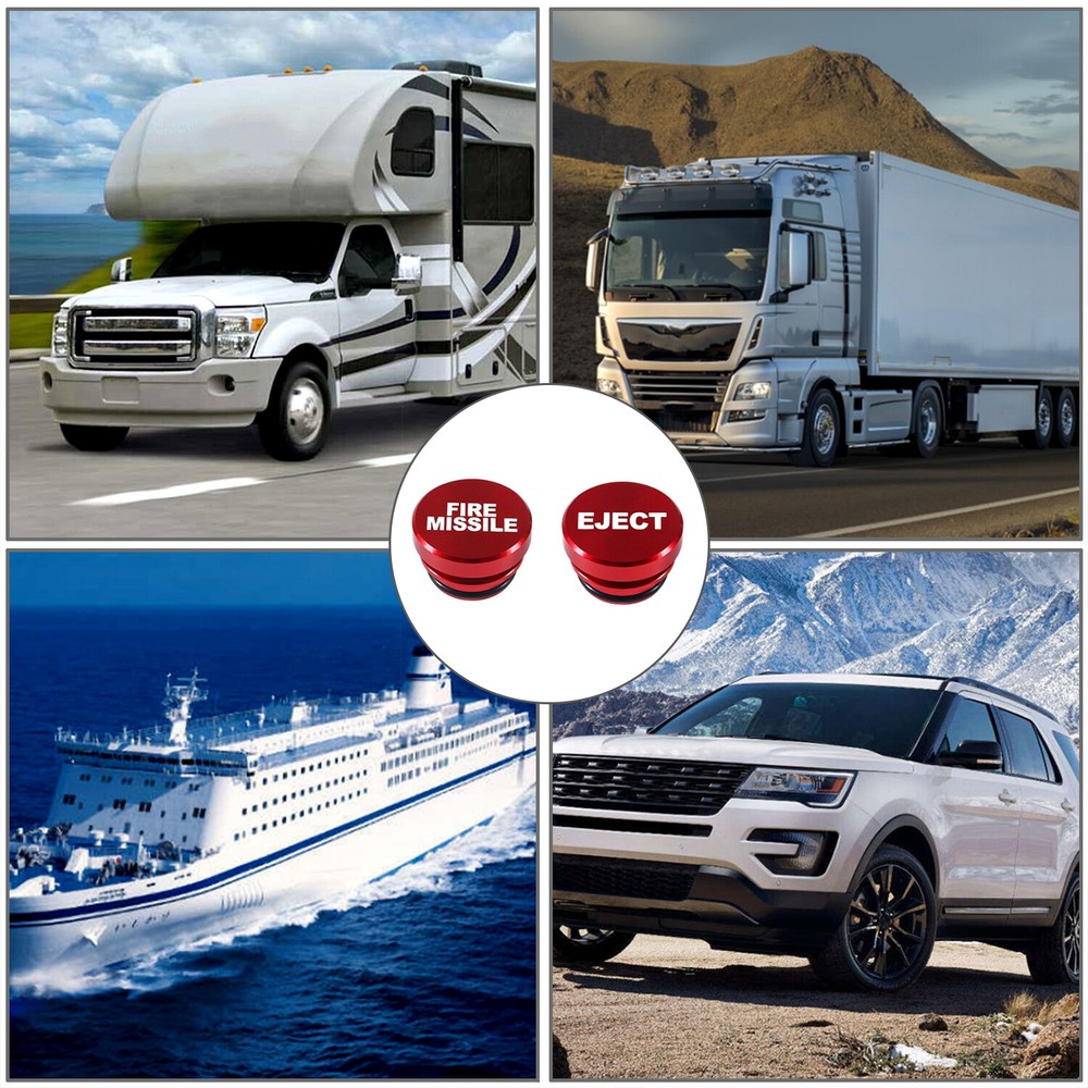 2PCS Universal Fire Missile Eject Button Car Cigarette Lighter Cover Accessories