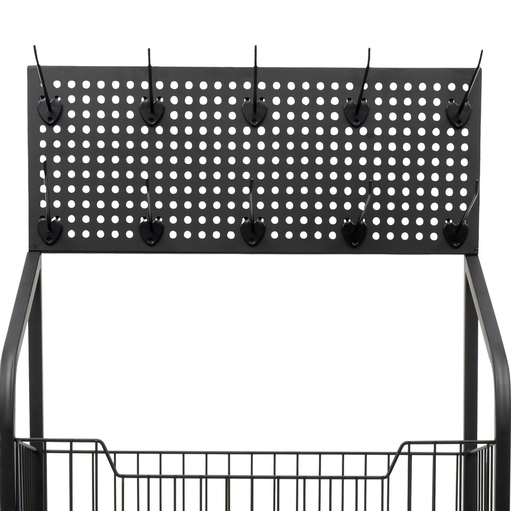 4 Tiers Baskets Adjustable Rolling Display Snack Rack Freestanding Stand Holder