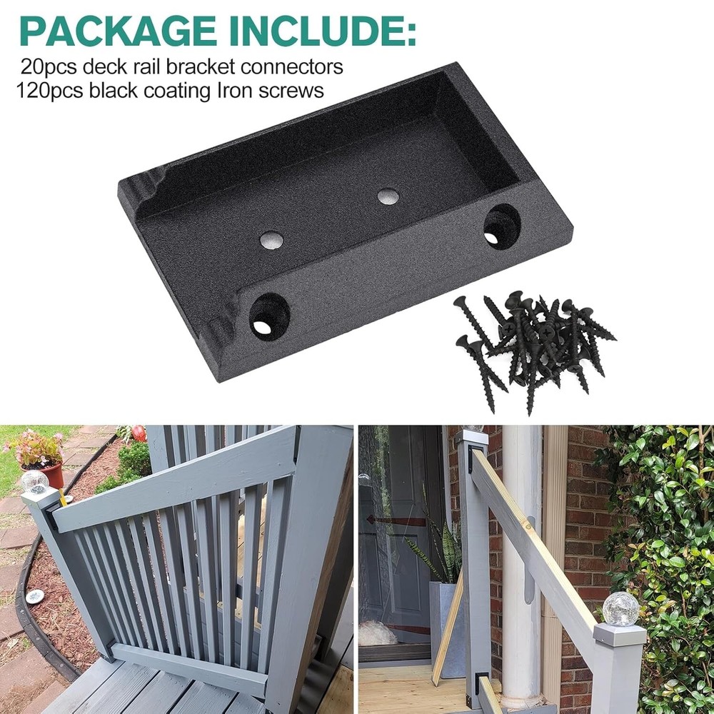 20-Pack Nylon Deck Railing Connectors with 120 Screws - Durable & Easy Install