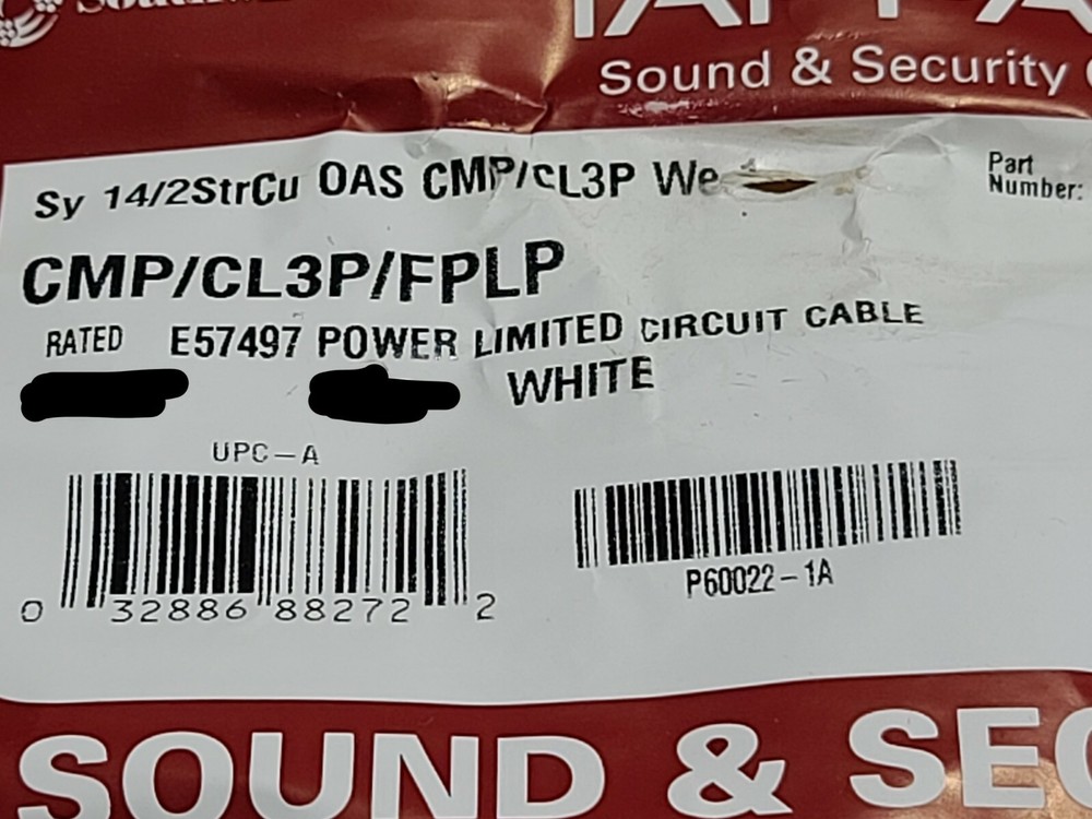 Southwire/Tappan 14/2C Plenum Shielded Security/Communication Cable White /50ft