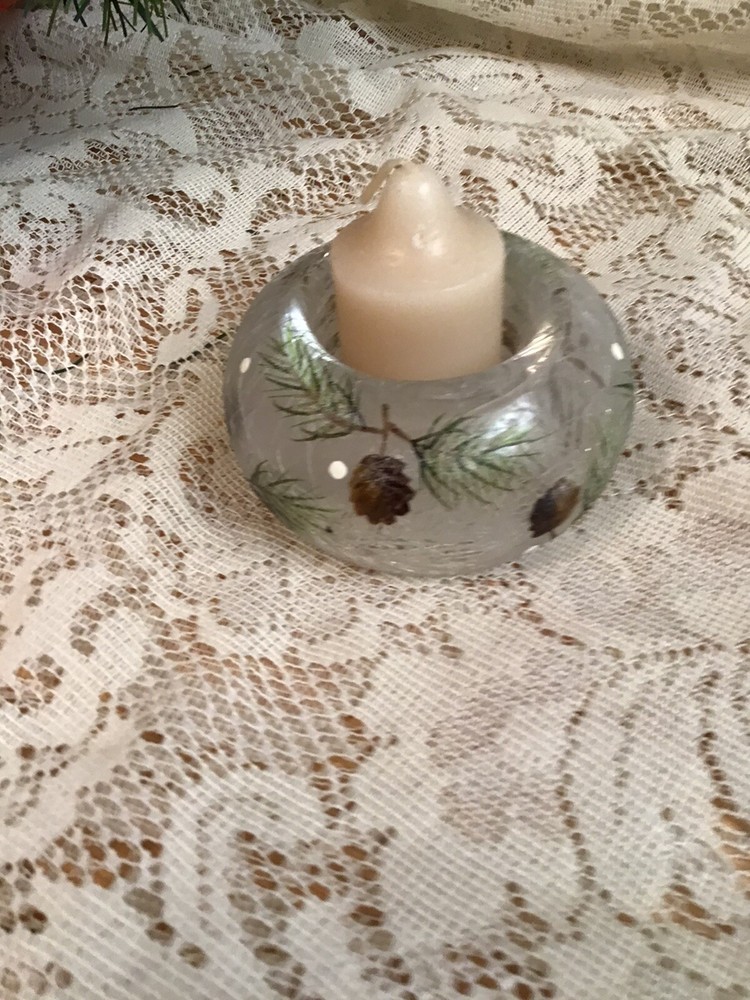 Pinecone Crackled Glass Tea Lite Candle Holder - Home Decor