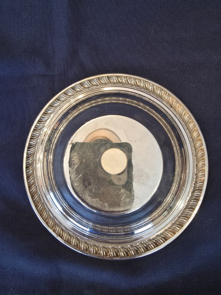 6 1/2 Inch Silver Bowl, Ornate Trim