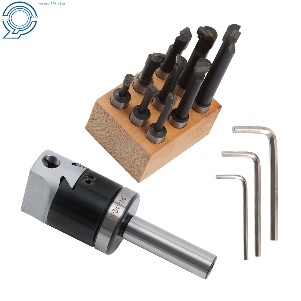 Complete Boring Kit 2" Head 3/4 Shank 9 Pack 1/2" C6 Boring Tool Set