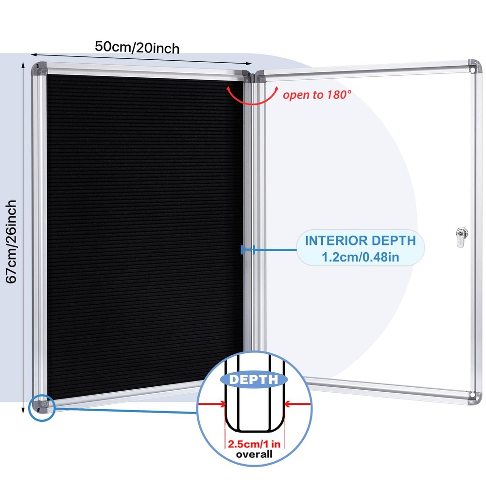 EVERSUPPLY Enclosed Changeable Letter Boards Felt Message Board with Locking