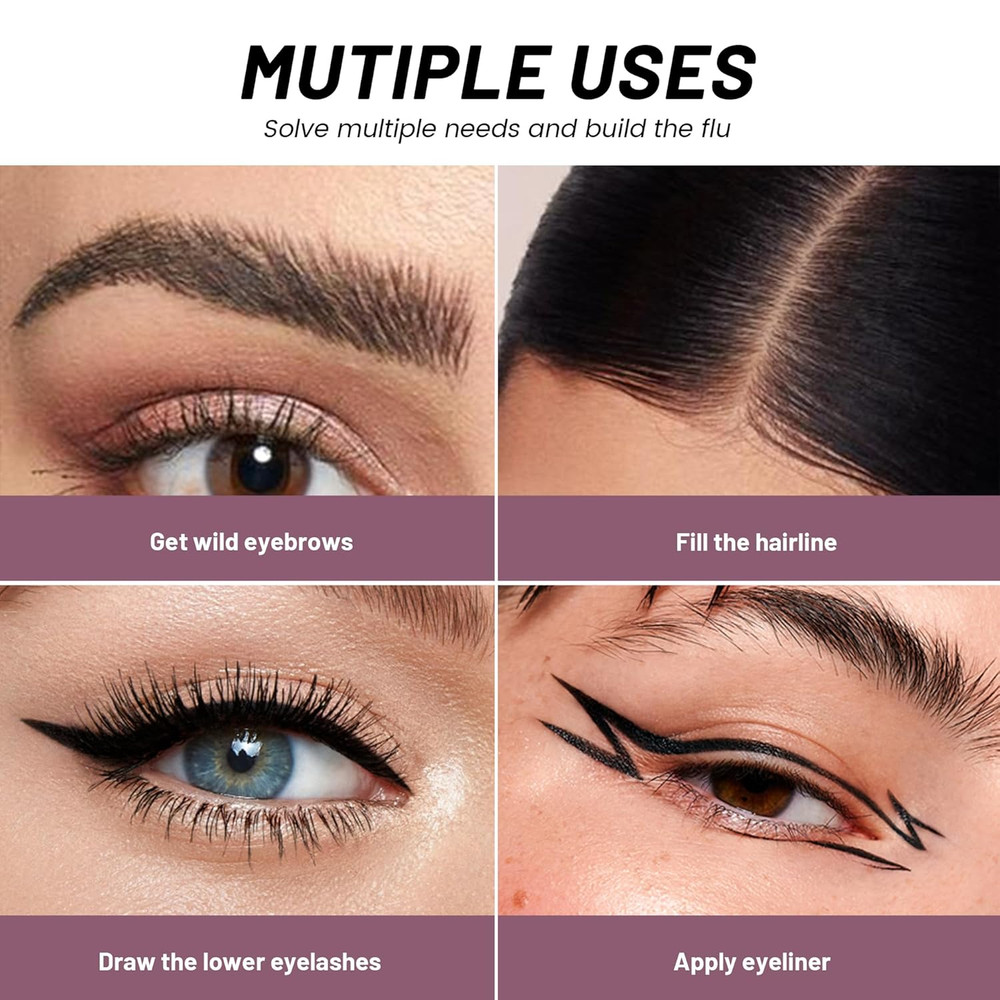2-Pack Waterproof Microblading Eyebrow Pen, 4-Tip Natural Brow Maker
