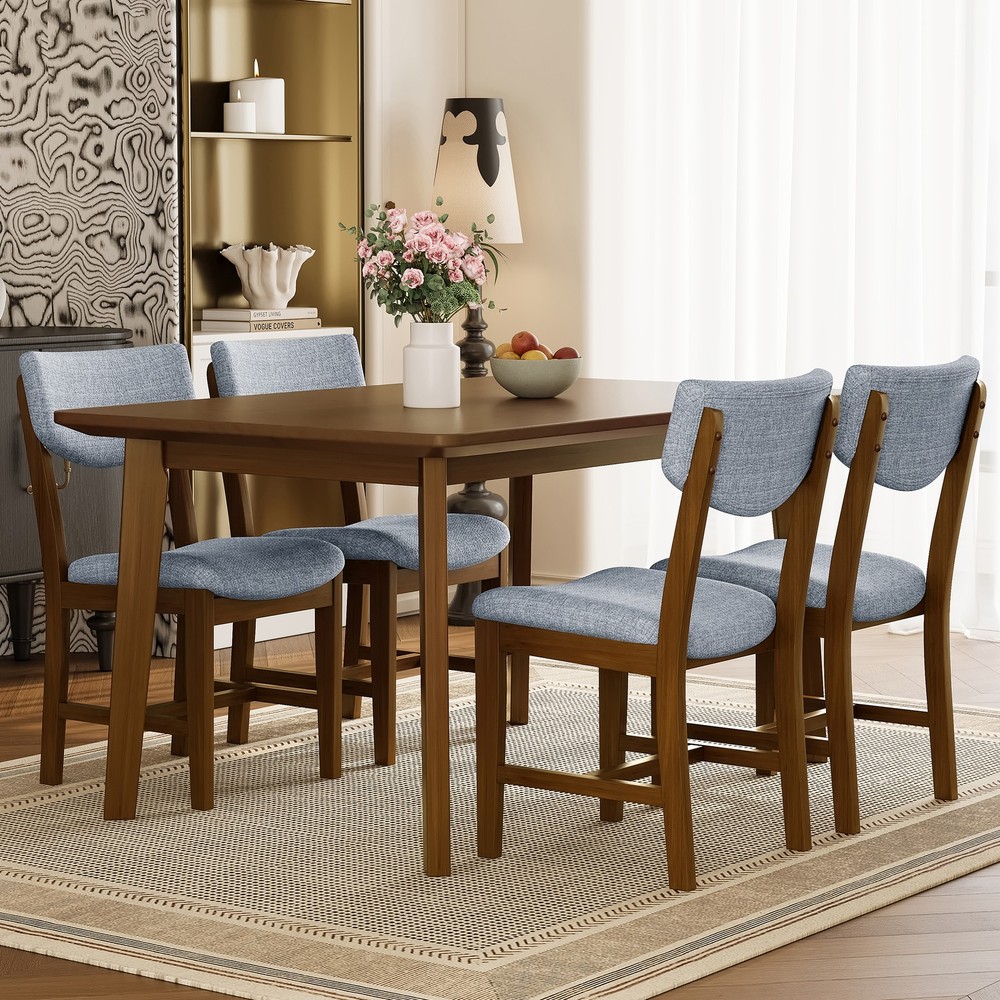 Rustic Farmhouse Dining Table - Solid Wood Frame, Minimalist Modern Dining Tab