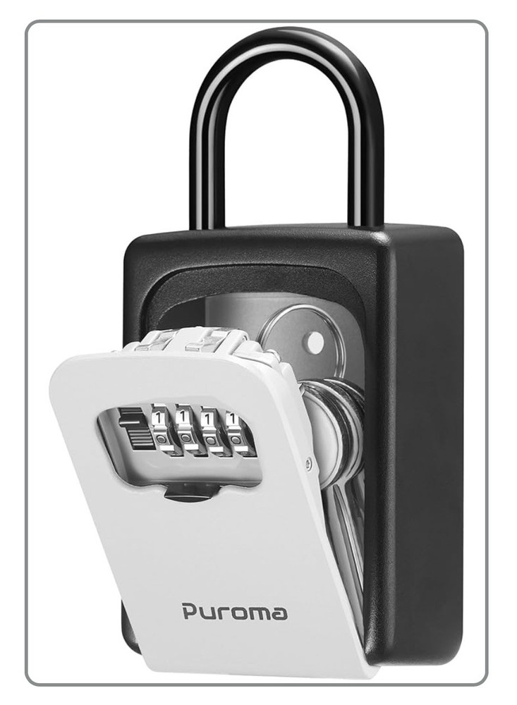 Puroma Lock Box, Resettable Combination Code, Portable Wall Mount, Grey Large