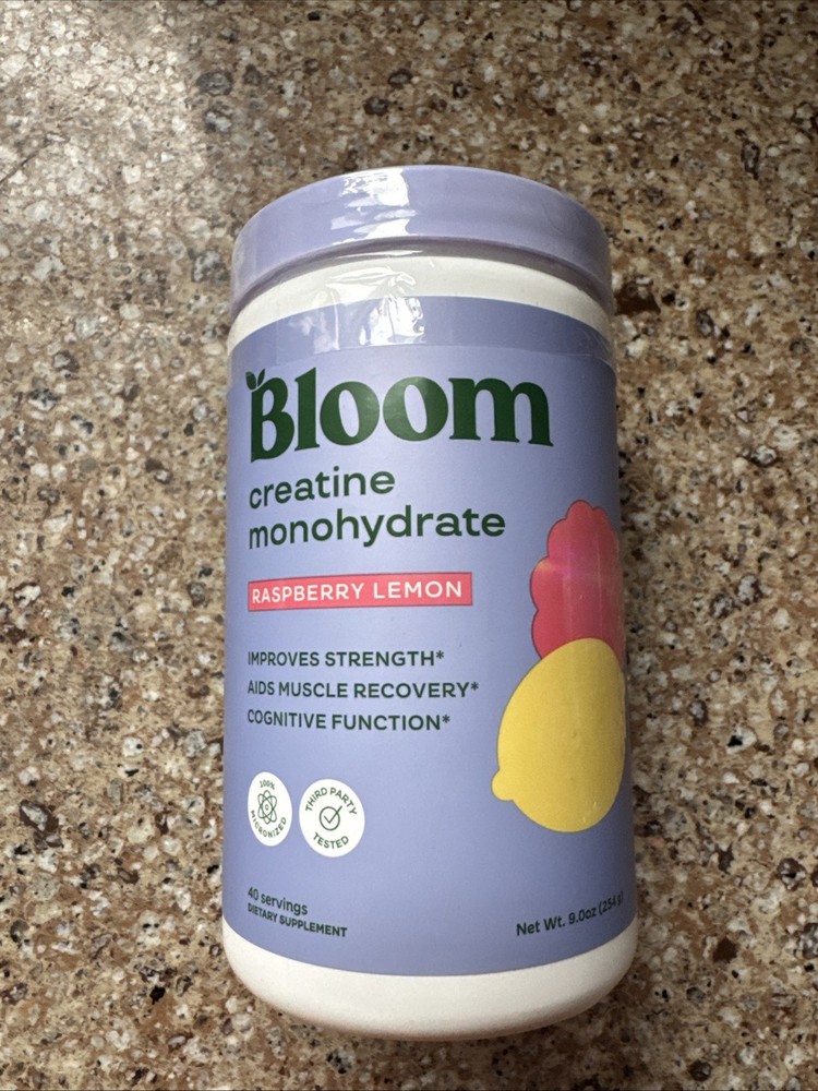 Bloom Nutrition Creatine Monohydrate Powder Raspberry Lemon 40 Servings
