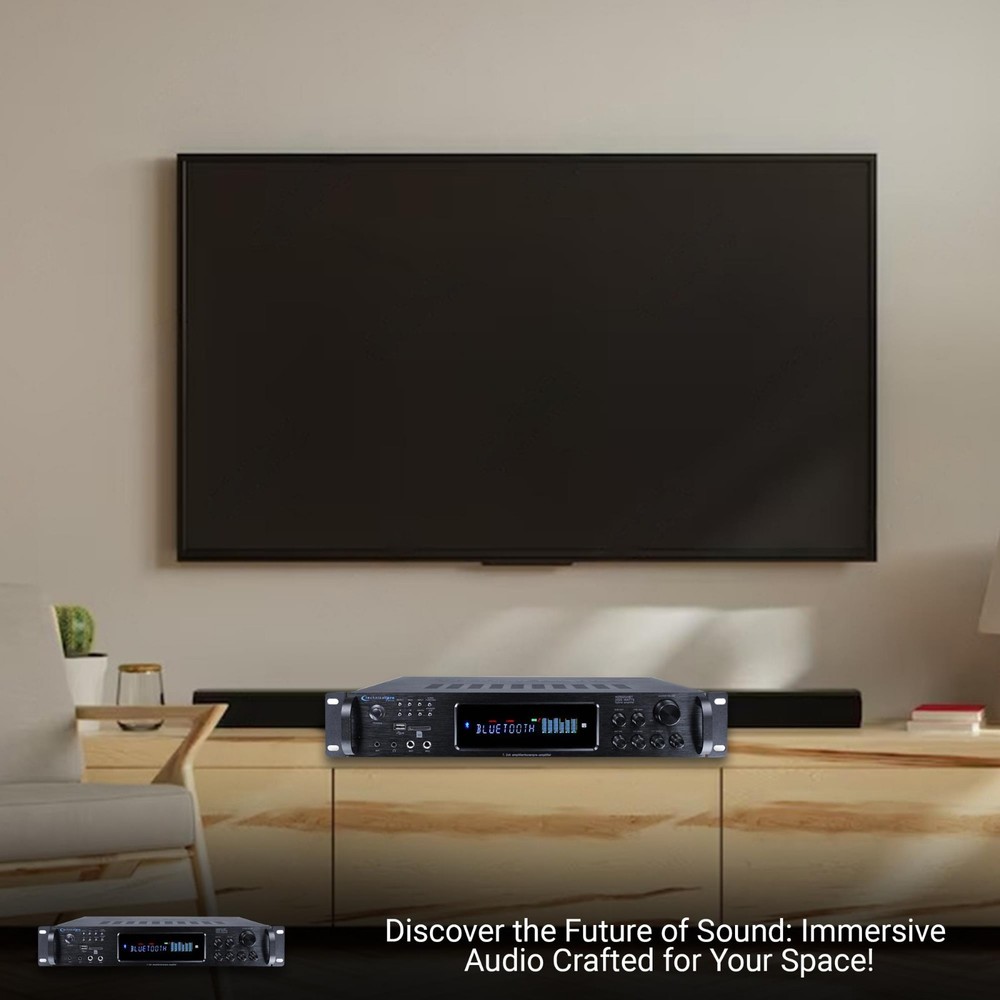 Technical Pro 7.2Ch 1500W Bluetooth Amp 8x5.25" Ceiling Speakers, Selector, Mics