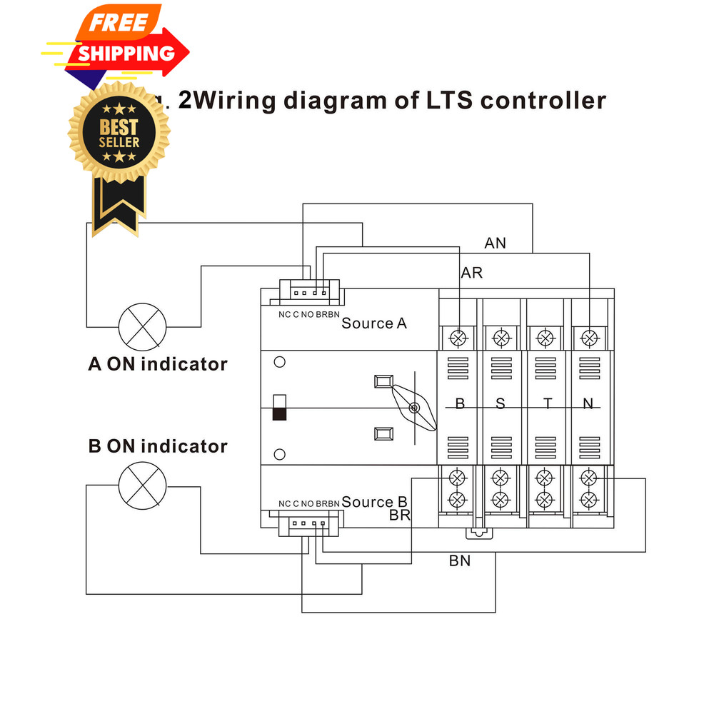 GAEYAELE Mini ATS Automatic Transfer Switch Dual Power 2P-100A-220V, Black