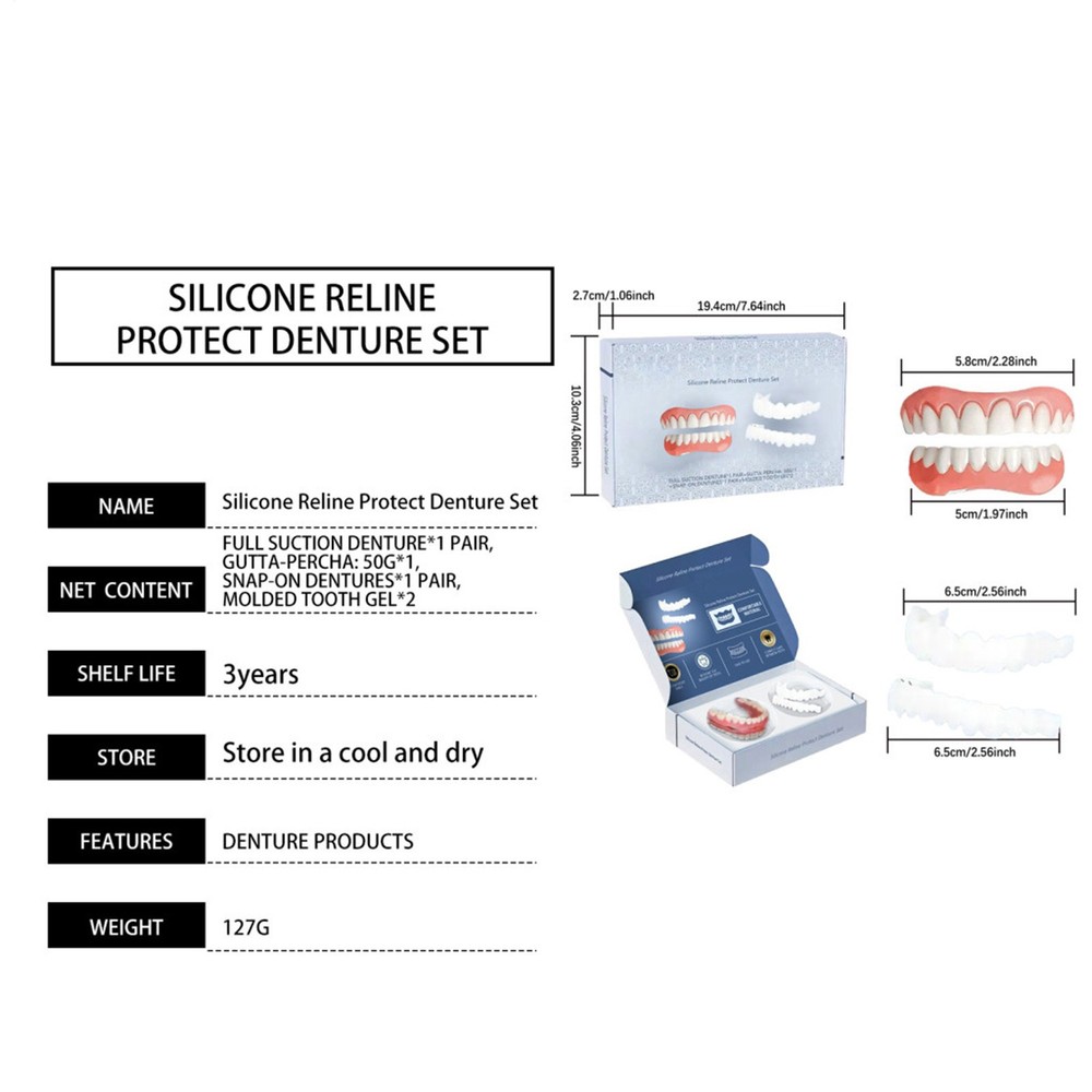 Easy Denture Top and Bottom Denture Solution Improve Smile Denture Full Set