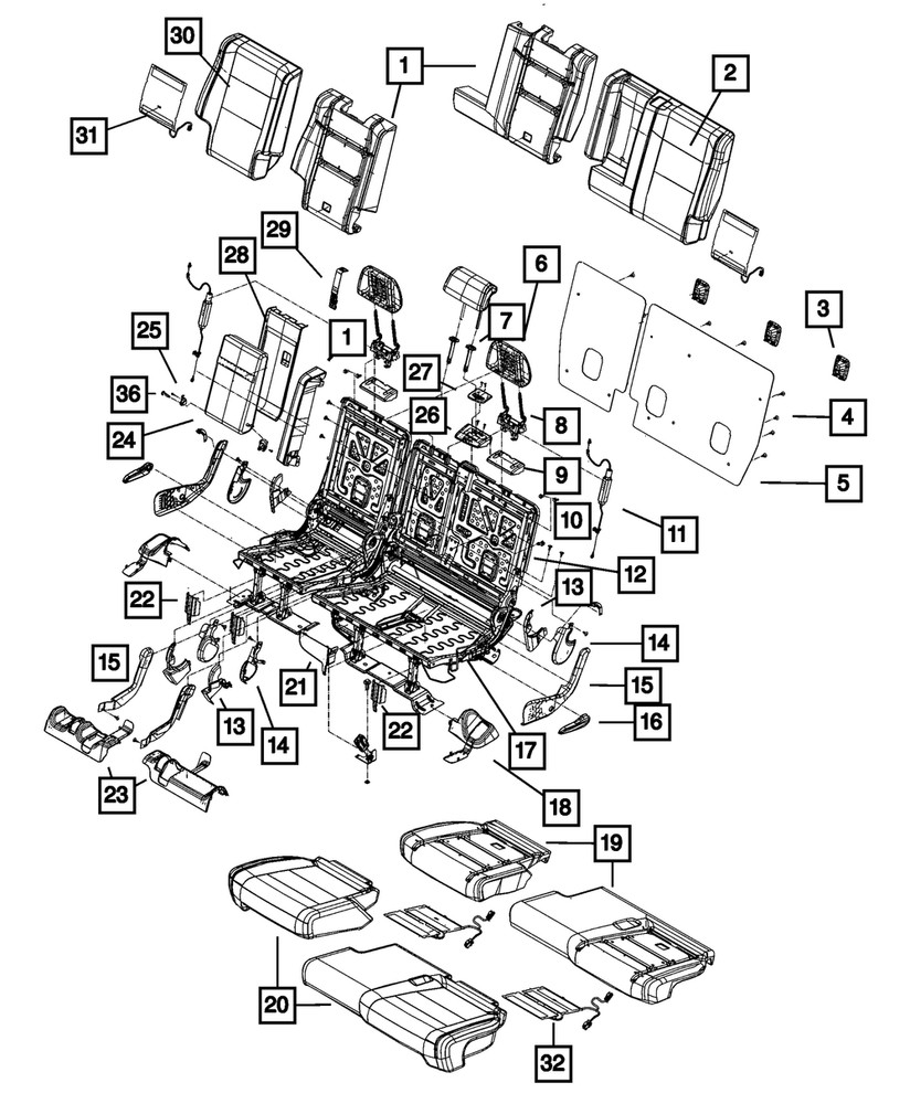 Genuine Mopar Second Row Headrest Outboard 5PT09LV5AA