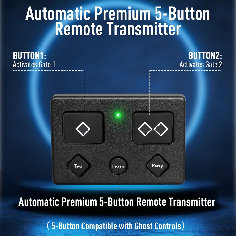 2 For Ghost Controls Gate Opener Remote Automatic Premium 5-Button Transmitter