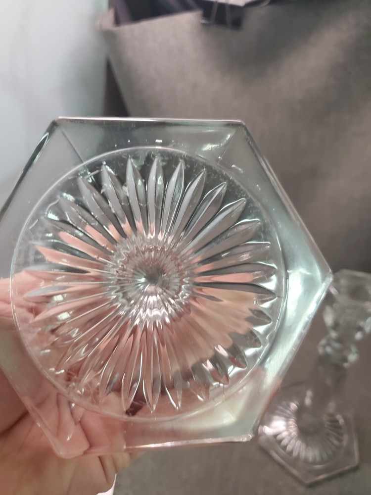 2 Clear Glass 9" Candle Stick Holders