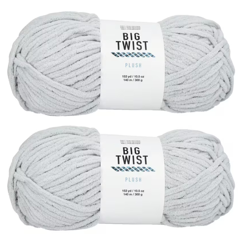 2 Skeins Solid Color Blanket Polyester Yarn, BIG TWIST