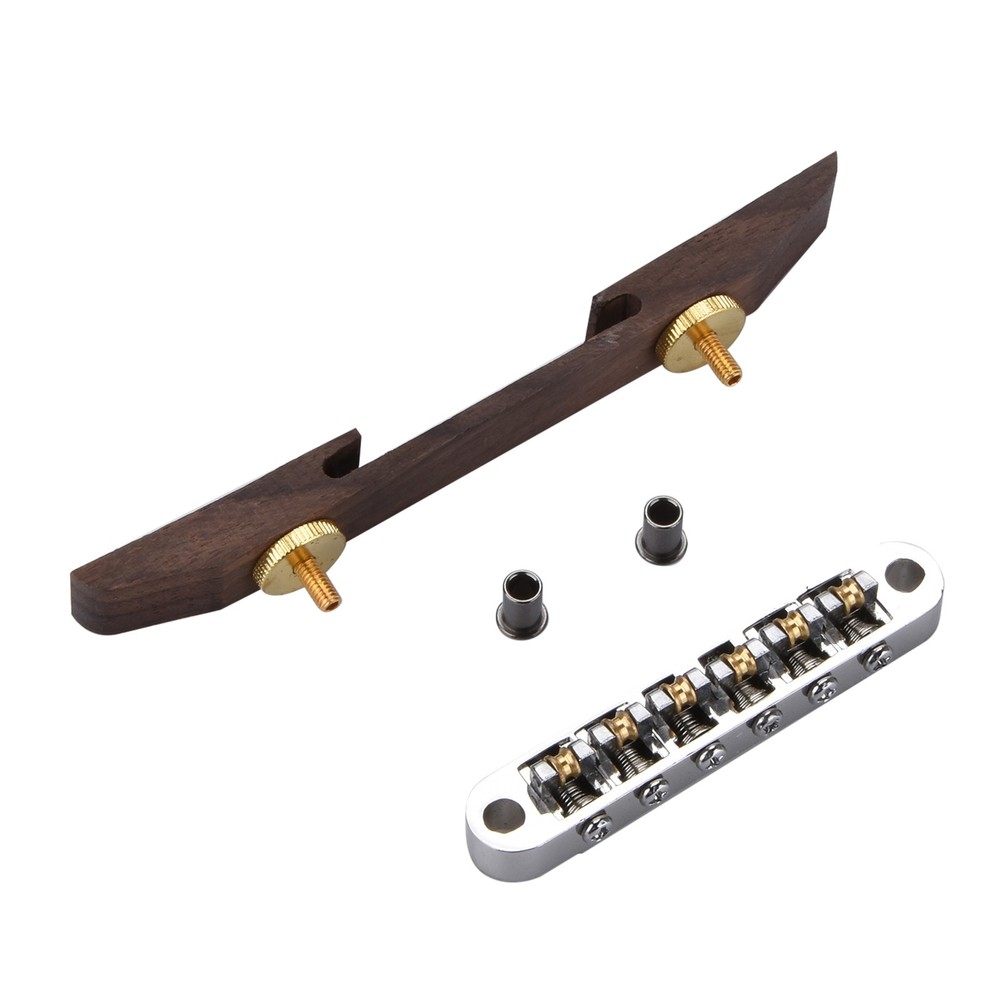 Replacement Guitar Bridge Copper Bridge Roller Saddles Archtop Rosewood Base