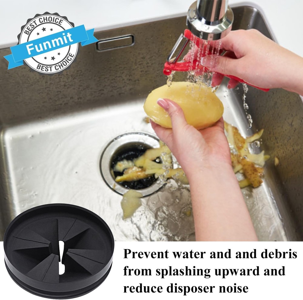 3 3/8" Garbage Disposal Splash Guards Sink Baffle 3 3/8", Black - 2 Pack