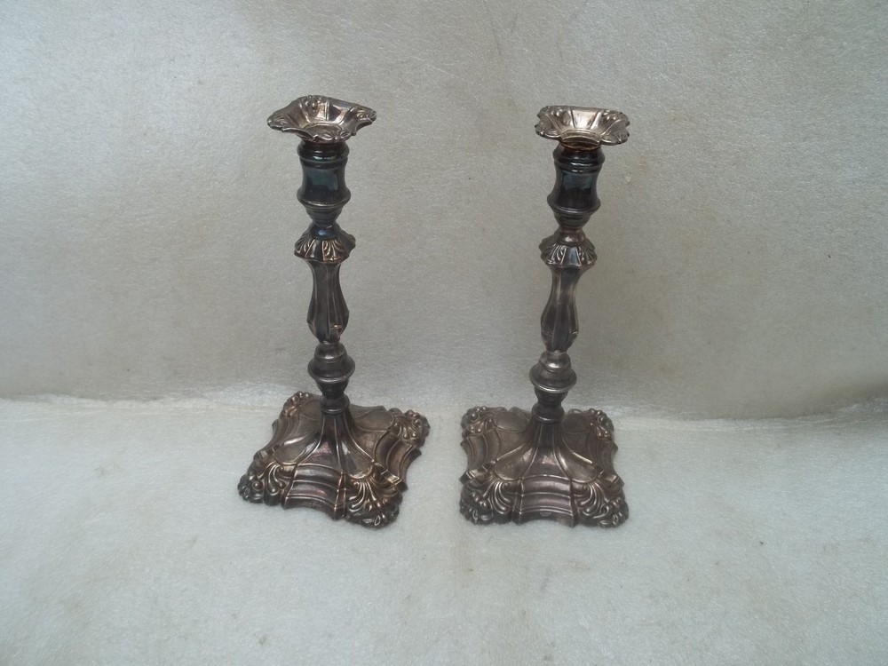 Antique Victorian Silver Plated Candlesticks.