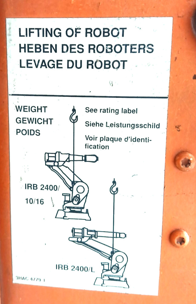 ABB ROBOTICS PALENTIZING ROBOT ARM IRB2400 W/CONTROLLER S-721 68
