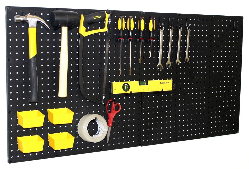 Black Pegboard Kit Wall Storage - Workbench Organizer Peg Board Shop Tools