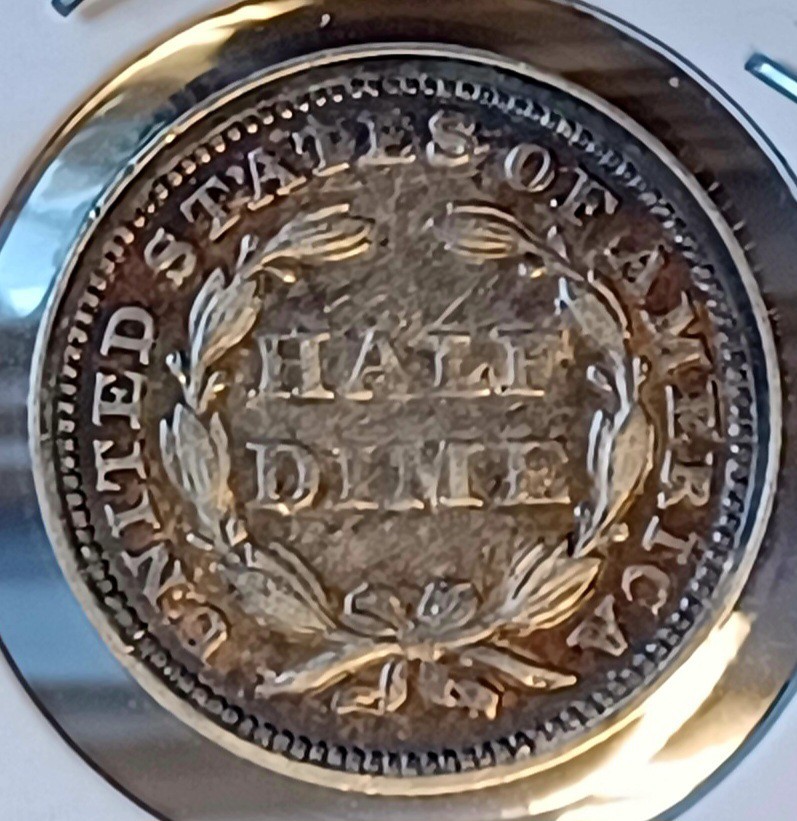 1858 Seated Half Dime With Rim Toning-High End Example