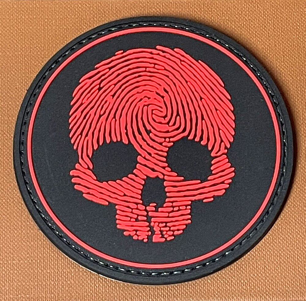 PVC Tactical Patch - Finger Print Skull Patch - Hooked Back Morale Gun Patch