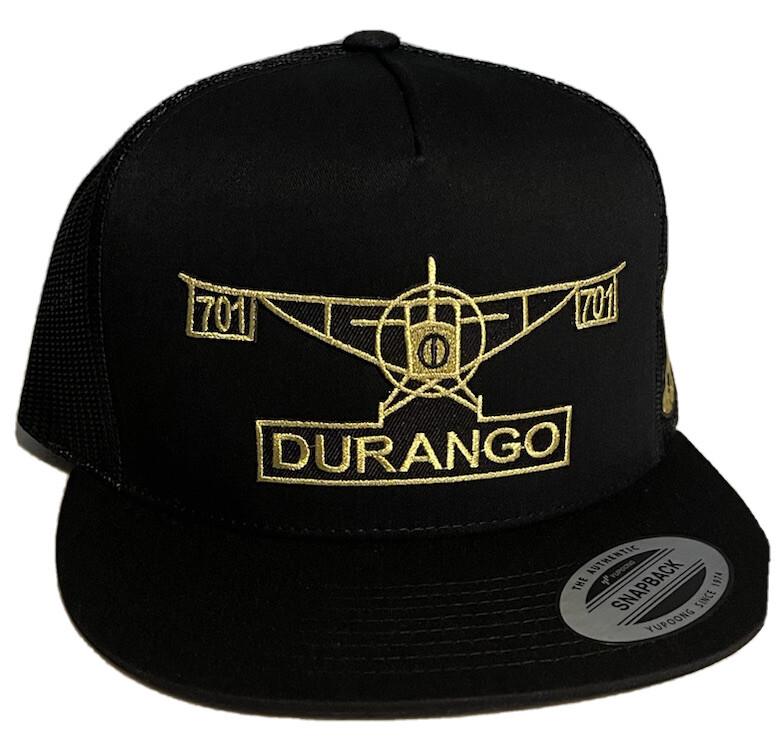 DURANGO EL AVION  HAT BLACK  2LOGOS SNAP BACK FLAT BUILD  NEW