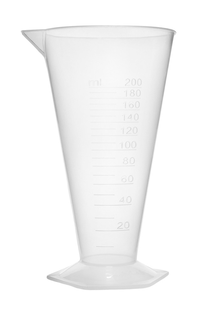 Conical Measure, 200ml - Polypropylene Plastic, Translucent  - Eisco Labs