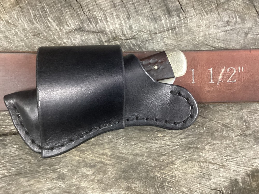 Leather Folding Knife Sheath Horizontal Trapper Size(Sheath Only)