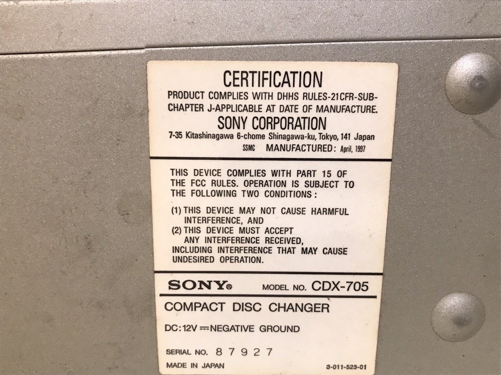 Sony CDX 705 10 Disc CD Changer