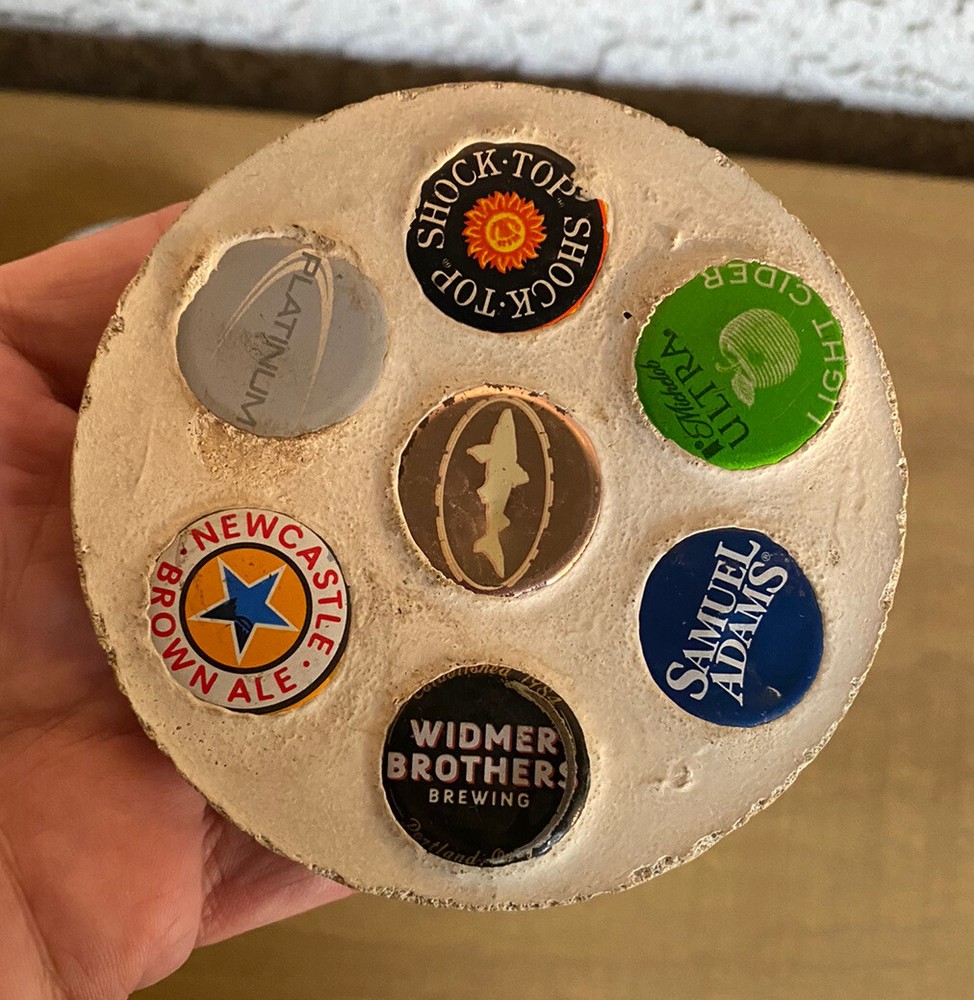 4pcs - Handmade Beer Cap Coasters Corked Back 3-7/8in D Various Makers