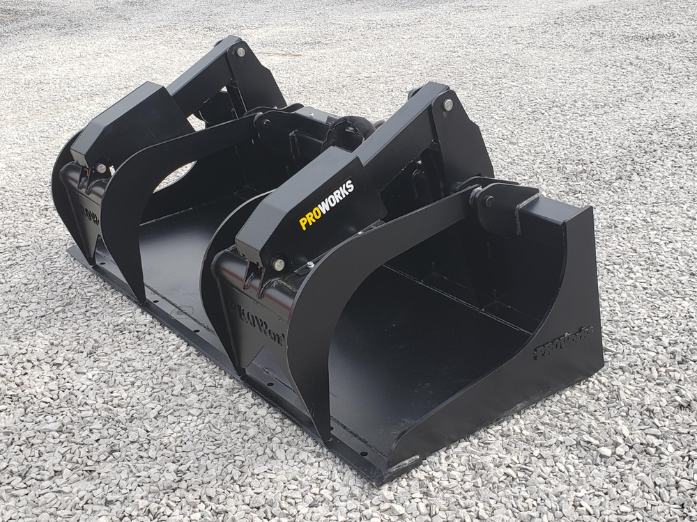 80″ Severe Duty Solid Bottom Bucket Grapple Fits Skid Steer Quick Attach Loader