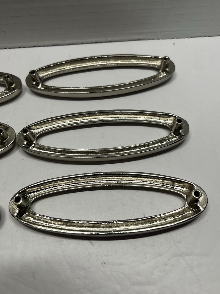 Vintage Lot (6) NOS Chrome Oval Fixed Drawer Pulls