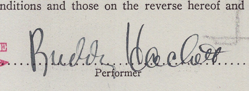 BUDDY HACKETT - CONTRACT SIGNED 12/20/1955