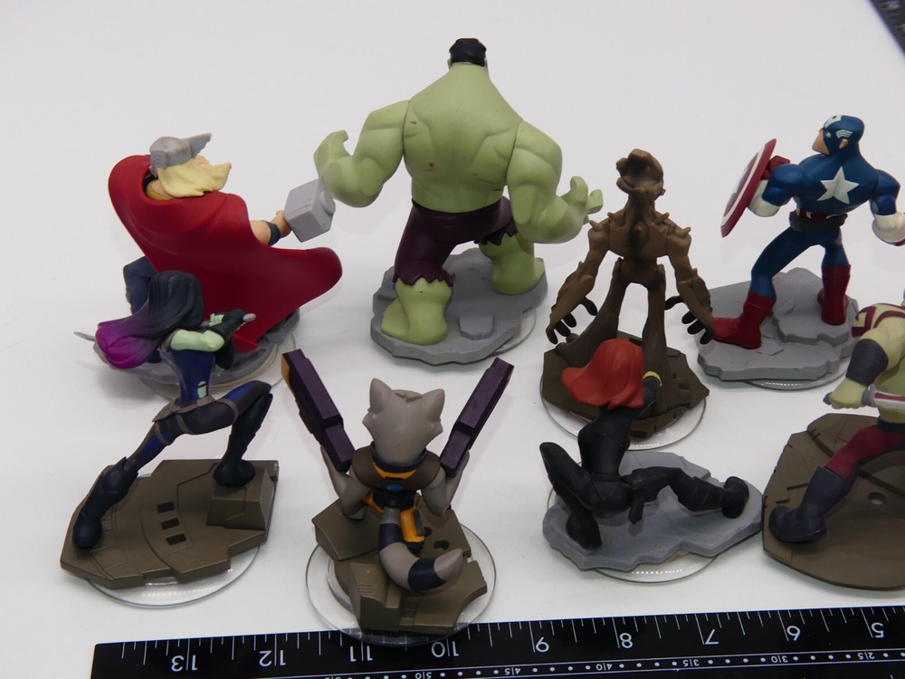 Lot Disney Infinity Game Figure Marvel Groot Rocket Gamora Hulk Iron Galaxy