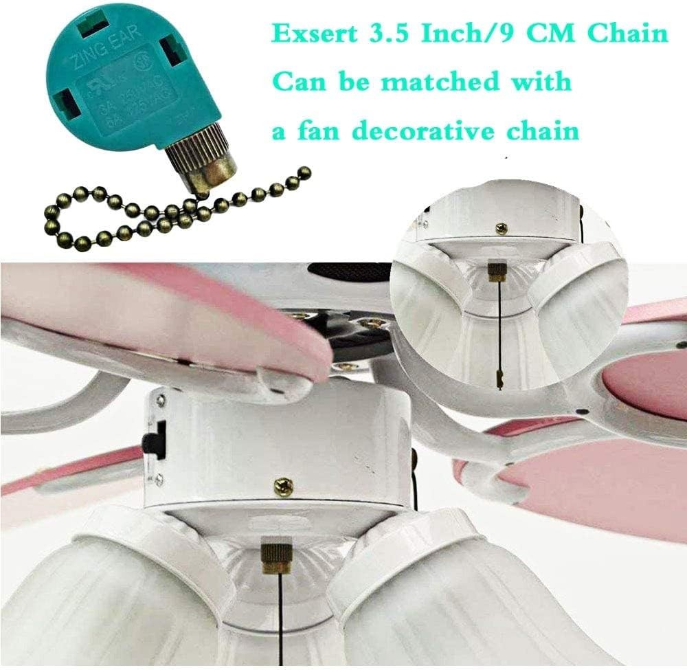 Zing Ear ZE-268S6 Ceiling Fan Pull Chain Switch 3-Speed 4-Wire Bronze
