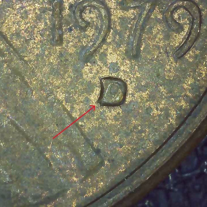 1979 D Lincoln Penny error repunched mintmark