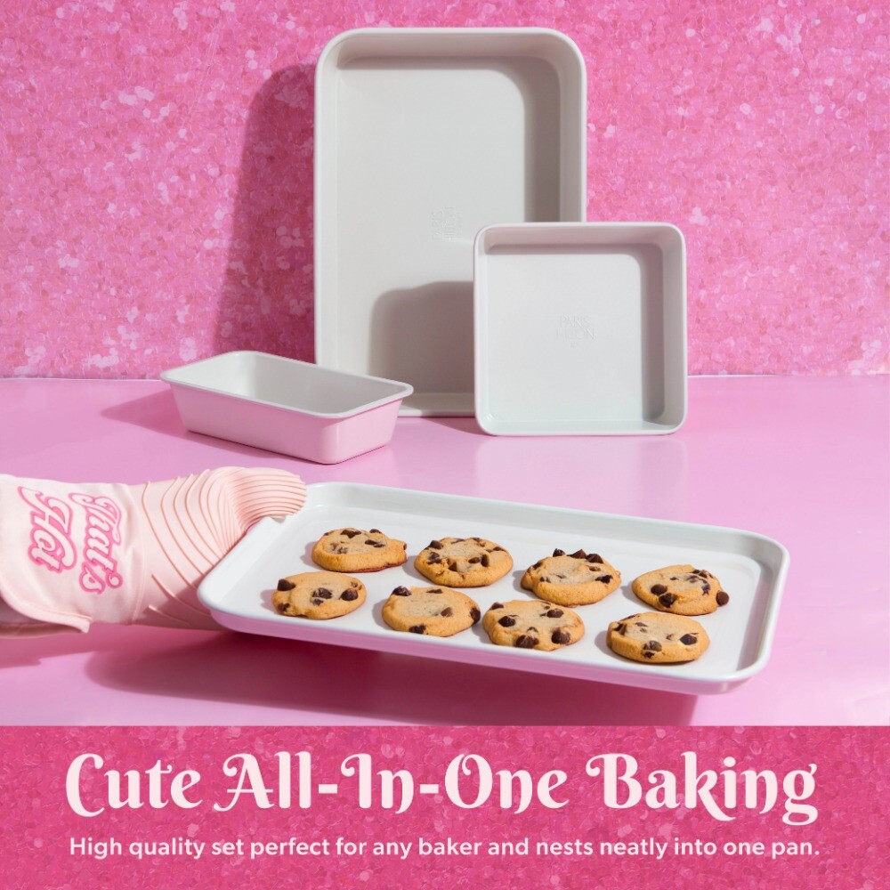 4 Piece Nested Bakeware Set, Pink