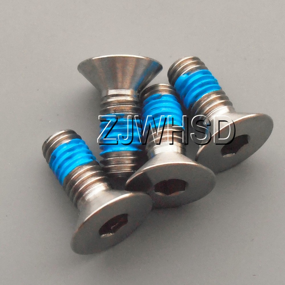 4pcs M6 x 16 Titanium Ti Screw Bolt Allen hex Socket Flat head with ThreadLocker