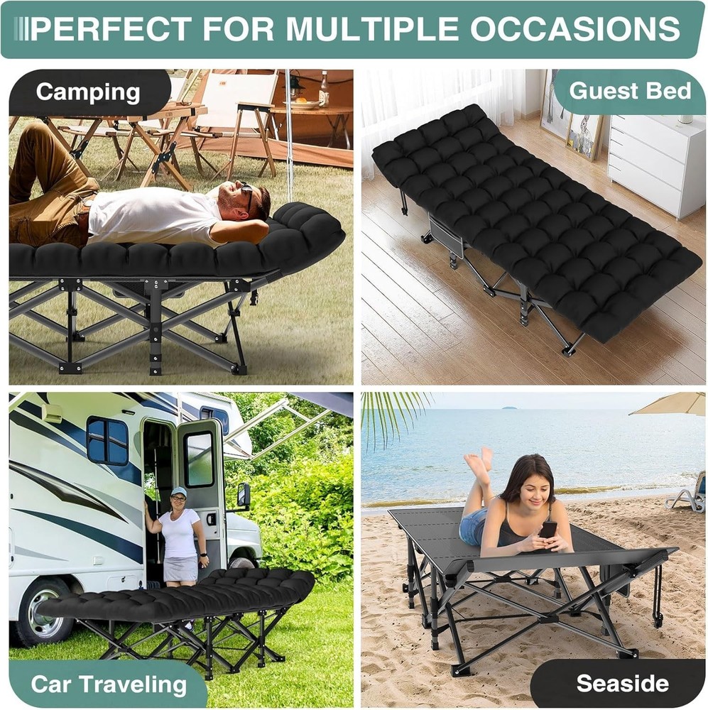 Compact Foldable Sleeping Cot - Waterproof & Lightweight for Adventurous Sleep