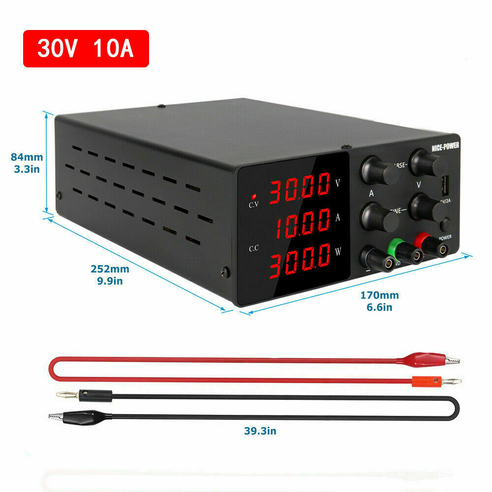 Regulated DC Laboratory Power Supply Adjustable Lab 30V 10A Voltage Regulator