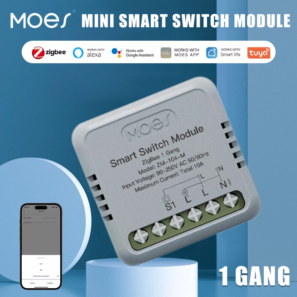 MOES ZigBee Mini Smart Light Switch Module 3-Way Alexa Google APP Remote Timer