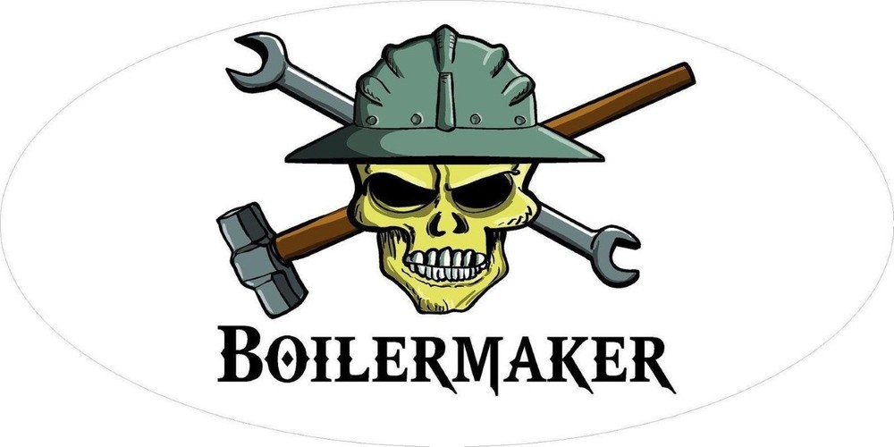 BOILERMAKER WITH SKULL HELMET STICKER HARD HAT STICKER TOOLBOX STICKER