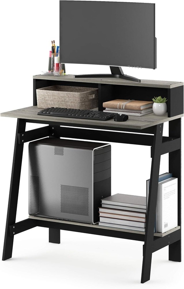A Frame Computer Desk Oak Grey PC Laptop Study Writing Table Workstation