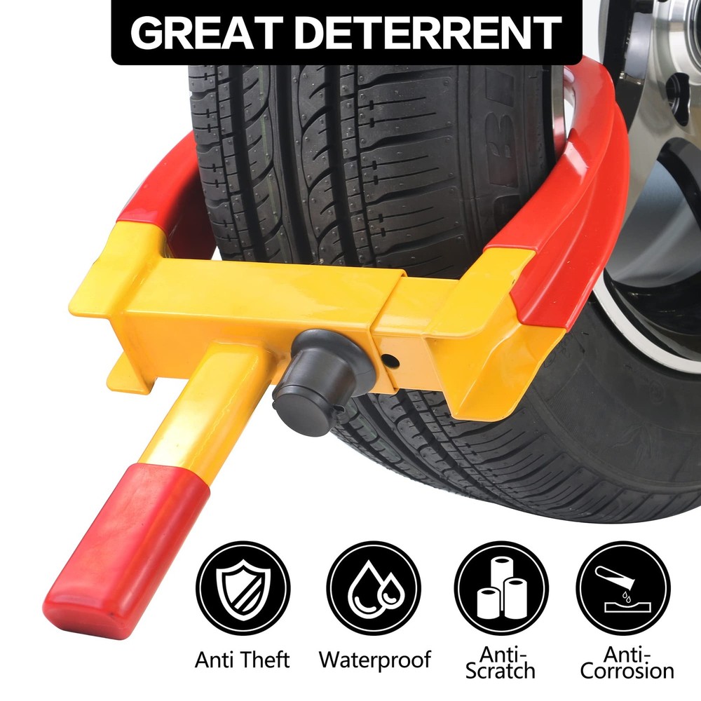 KAYCENTOP Universal Wheel Lock, Security Trailer Medium, 1pcs Red/yellow