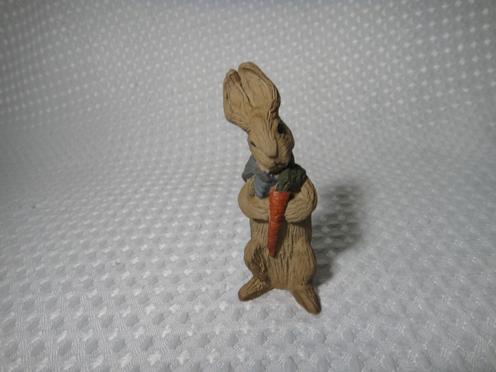 Small Easter Bunny Figurine With Carrot Ceramic Figure